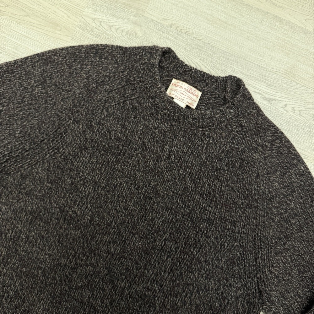 Filson 3 Gauge Heritage Wool Sweater Mens Medium Rustic Brown Made in Italy